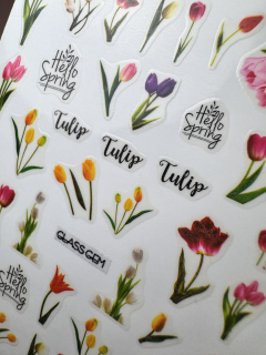 Sticker FLOWERS pink tulips